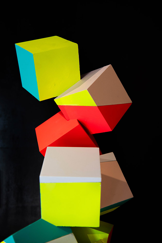 sculpture colourful cubes